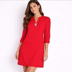 Zara Red Shift Dress Silver Accent Size XS